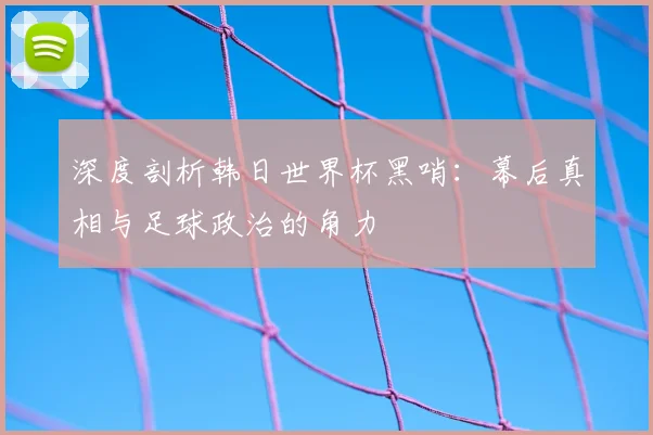 深度剖析韩日世界杯黑哨：幕后真相与足球政治的角力